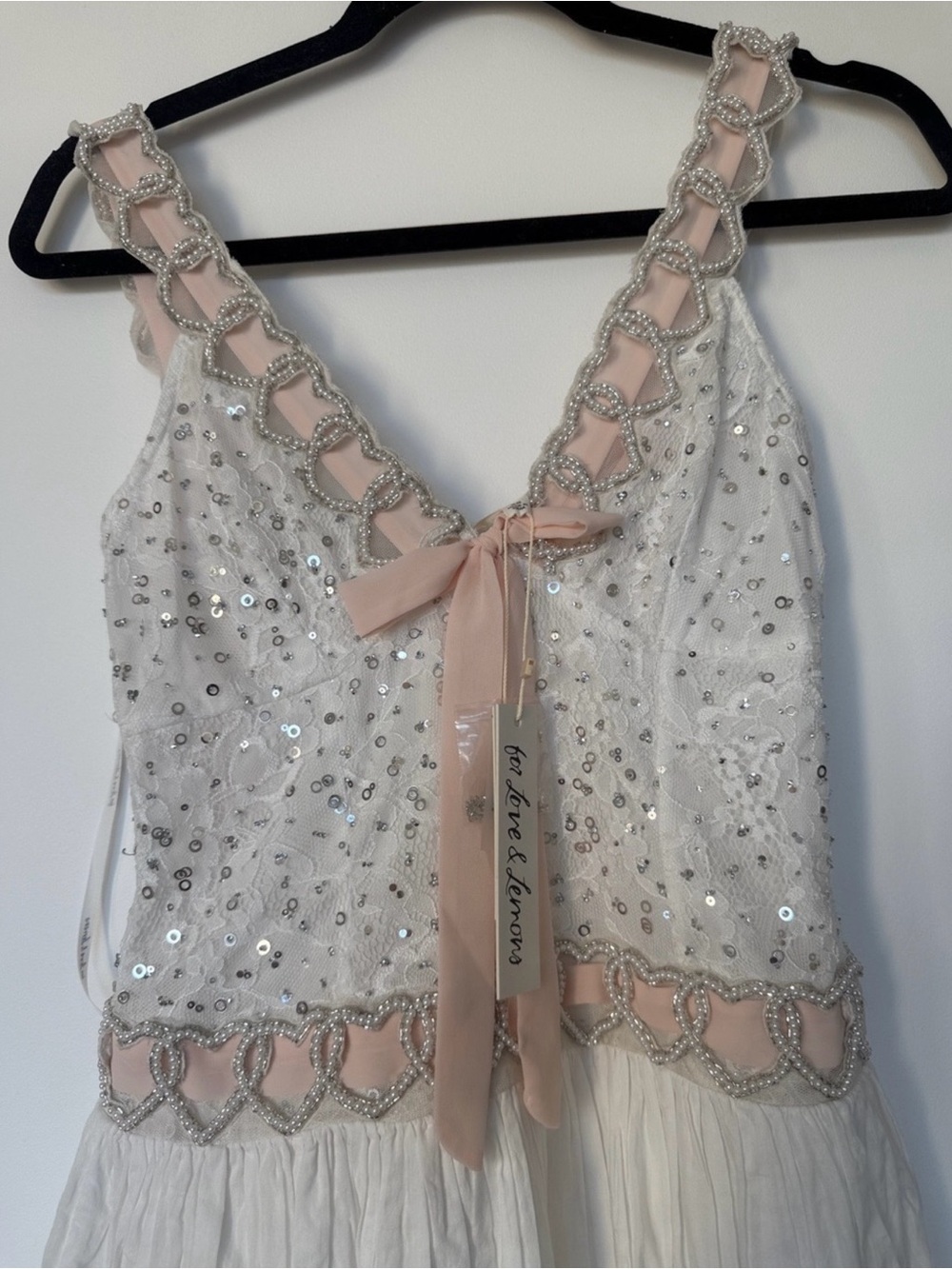 For Love and Lemons Locked Hearts Ribbon Mini Dress Size Small NWT - Picture 15 of 15